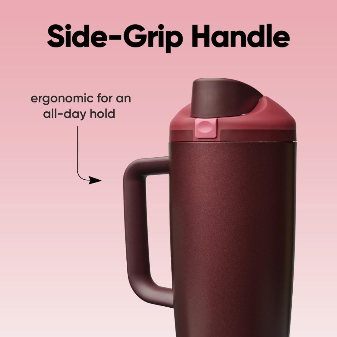 Owala FreeSip Tumbler - Insulated Stainless Steel Water Bottle with Built-In Straw & Handle | 40oz, Black Cherry, BPA Free