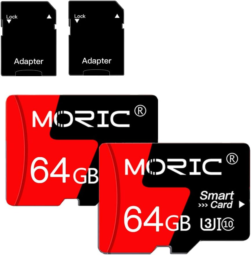 MORIC 2 Pack 64GB Card,C10 A1 Micro SD Card with Adapter High Speed Memory Memory TF Card for Camera/Dash
