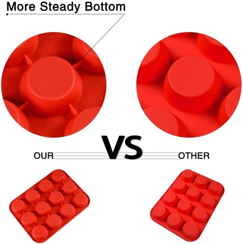 CAKETIME Silicone Muffin Pans - 12-Cup Nonstick Baking Mold for Perfect Cupcakes & Muffins