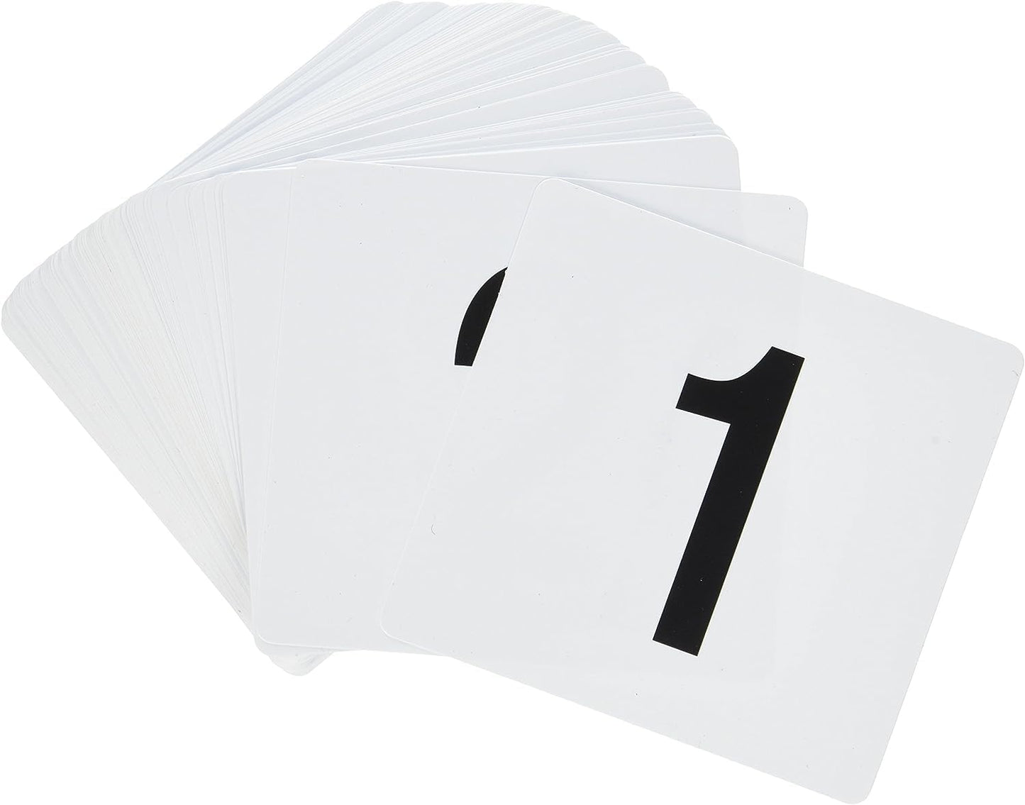 New Star Foodservice 23053 Plastic Table Number Cards 1-100 Double Sided, 4" x 4" Inch, White with Bold Black Numbers