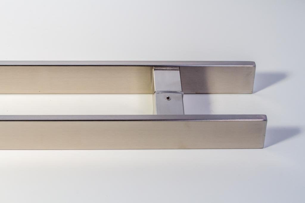 12 Inches Push Pull Door Handle Brushed Nickel Satin Finish, Modern Glass Door Handles Stainless Steel Pulls for Commercial Front Doors Home Office Barn Entrance Doors, Rectangular Flat Shaped Bar