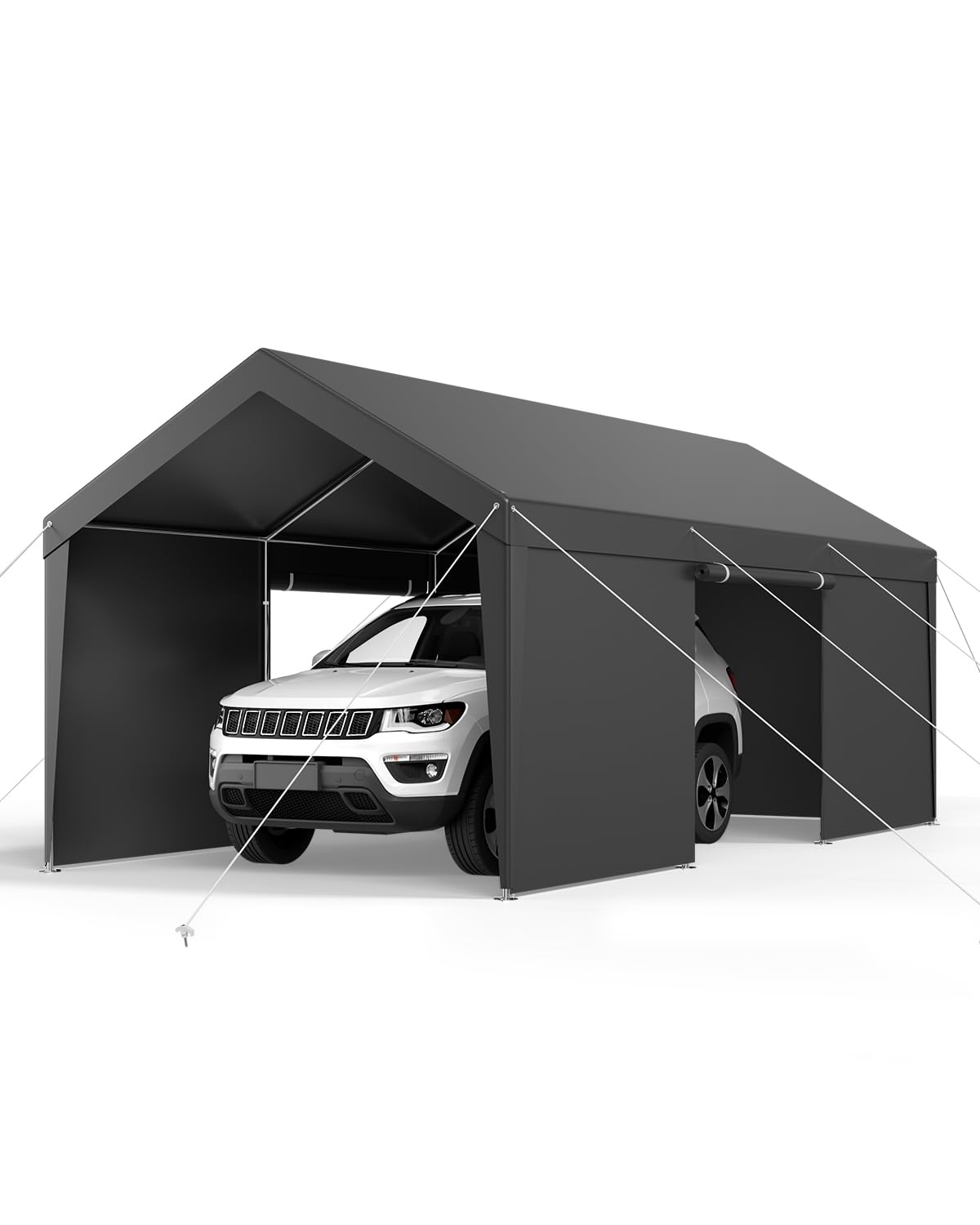 VEVOR 12x20 FT Heavy Duty Carport, Portable Car Canopy with Removable Sidewalls and Door, Outdoor Car Shelter, UV-Resistant, Water-Resistant, All-Season Car Shelter for Cars, Boats, and Equipment