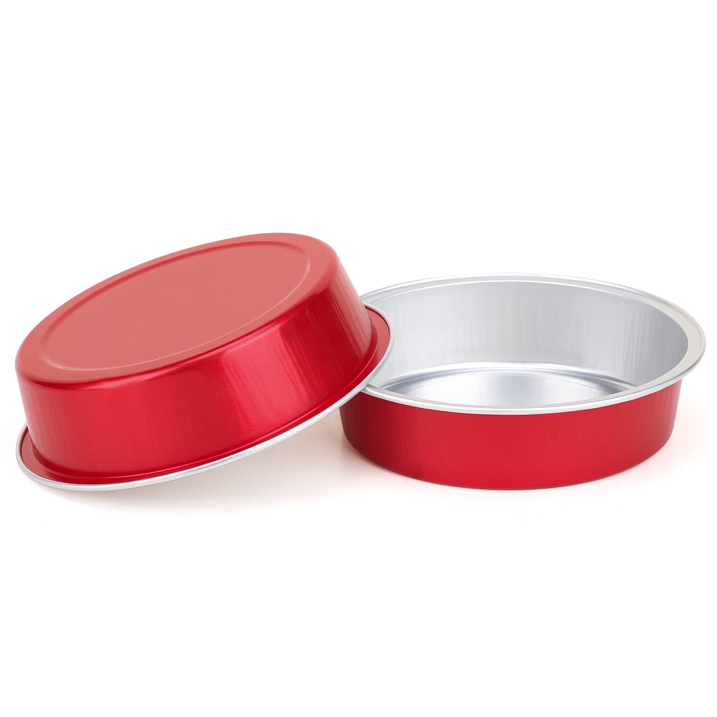 Beasea Disposable Mini Pie Tins with Lids, 50 Pack 4” 8oz Bright Red Aluminum Baking Foil Tins Small Round Tart Container for Individual Dessert Cupcake Muffin Cheesecake Ramekin Quiche Oven Dishes