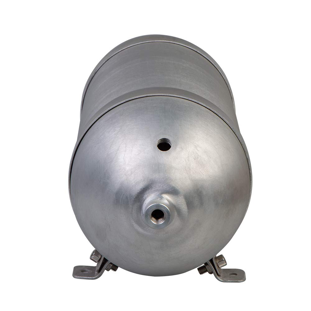 ZHSYMX Air 3.7 Gallon (14 Liter) 5 Ports Seamless Aluminum Air Tank for Air Ride Suspension Car Train Truck Horn Silver