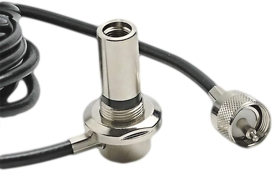 UngSung 3/8 24 PL-259 15FT RG58A/U x Vehicle CB Antenna Mount Bulkhead Stud Mount to Connector with CB Coaxial Cable
