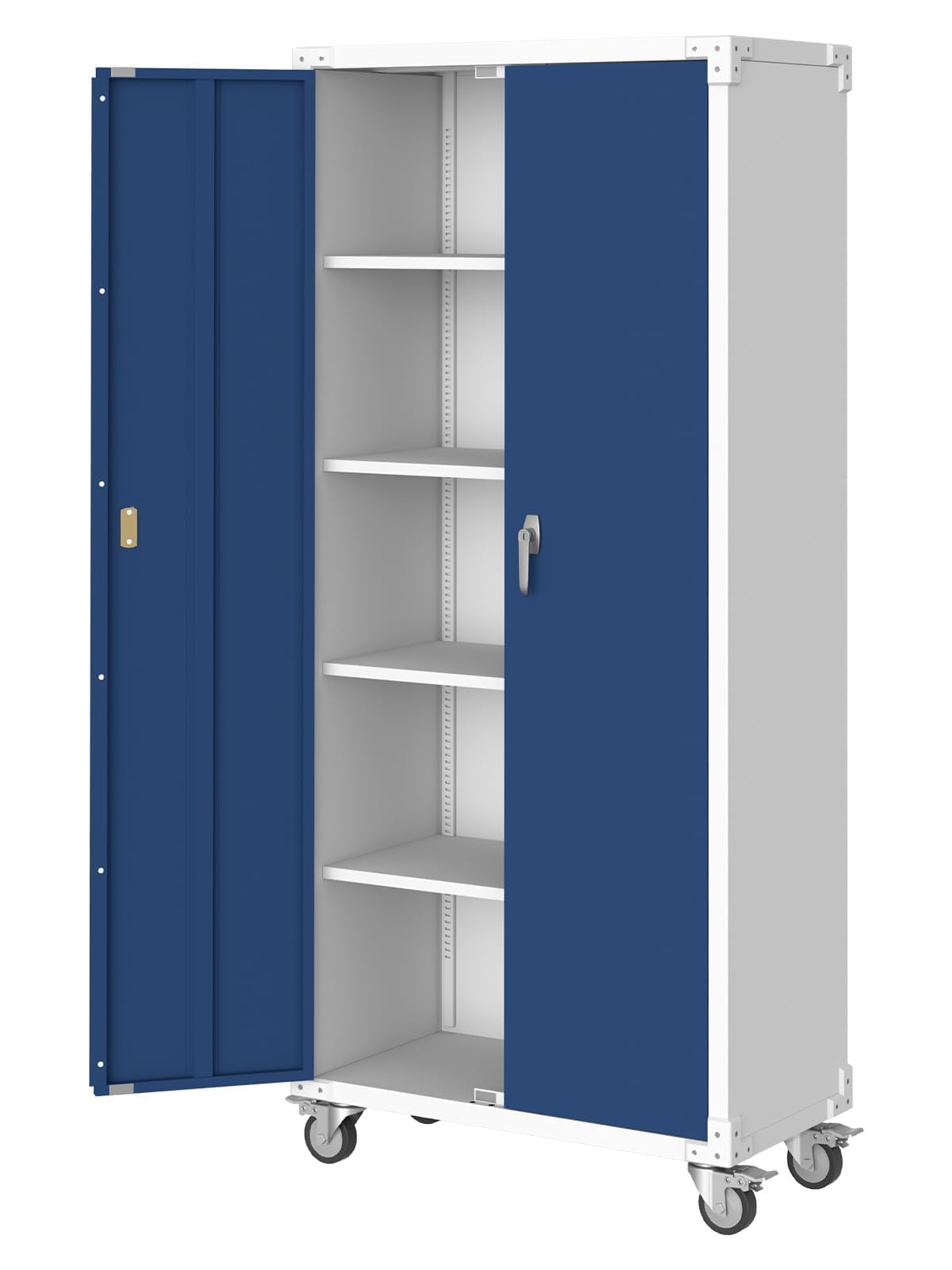 EliteEdge Heavy Duty Metal Storage Cabinet with Locking Doors, Adjustable Shelves & Wheels – Secure Steel Organizer for Garage, Office, Workshop, or Pantry