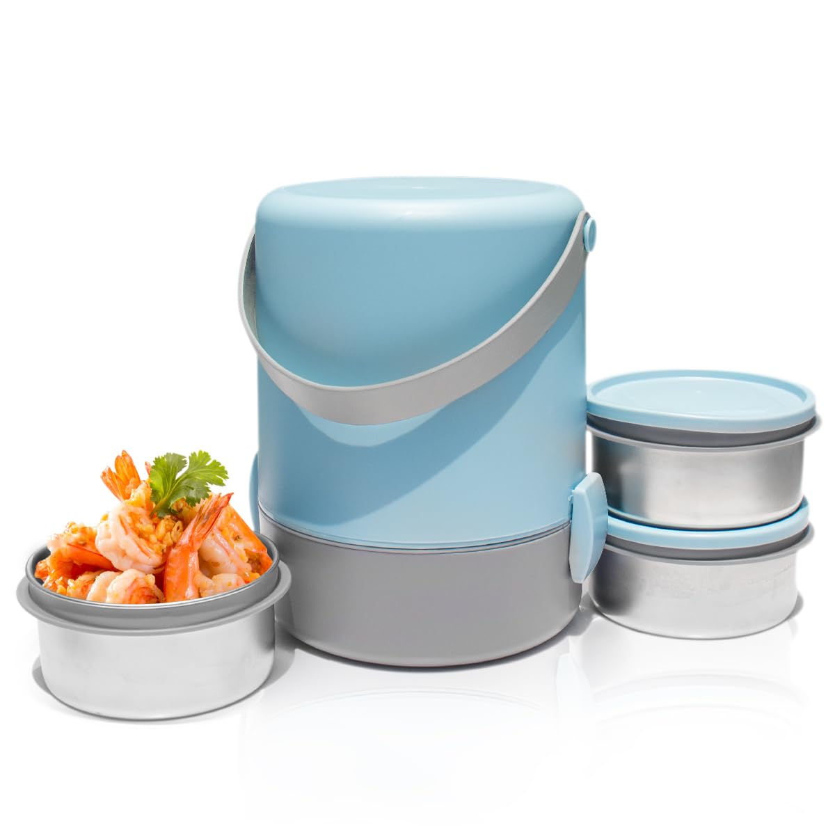 60.87oz Insulated Soup Container,Thermos Container For Hot Food,Contains 3 Tier Stainless Steel Leak Proof Stackable Thermal Food Jar,lunch box Containers For Office Picnic Travel Outdoors (Blue)