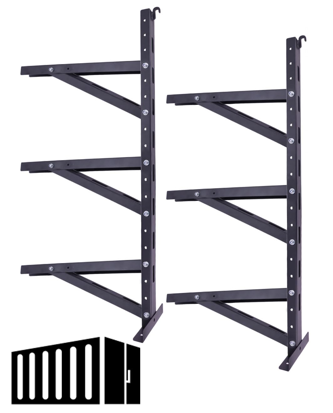 Autoholic Shipping Container Shelving Rack Container Hanging Shelf Brackets Adjustable Rack Fit for 12in 24 in Lumber Efficient Storage Space No-drill Installation Vertical Storage
