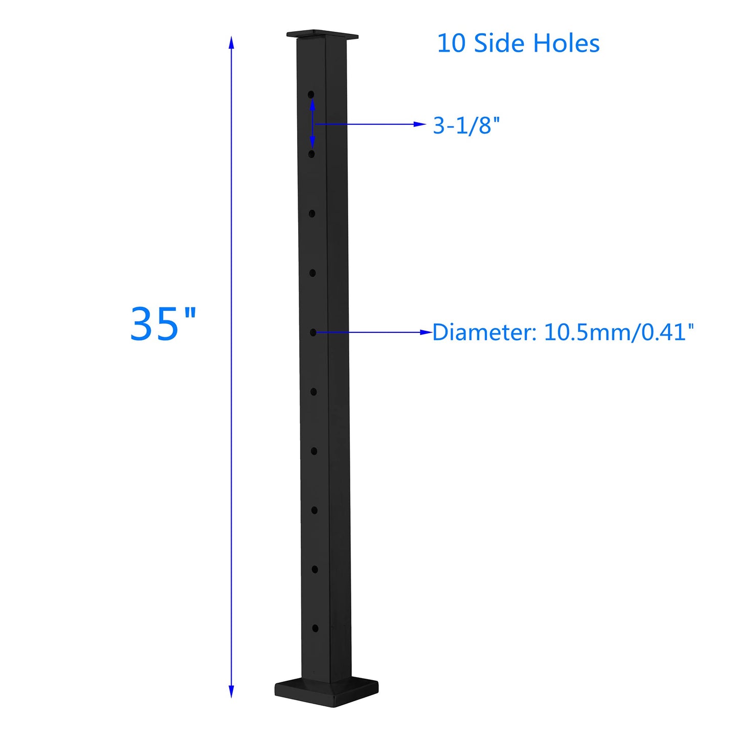 Senmit Cable Railing Post - Stainless Steel Square Fence Post for Deck Cable Railing System (36" Level-drilled-4 Pack, Black)
