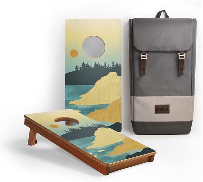 Elakai National Parks Series Premium Travel Cornhole Boards with Carry Case Backpack 1x2
