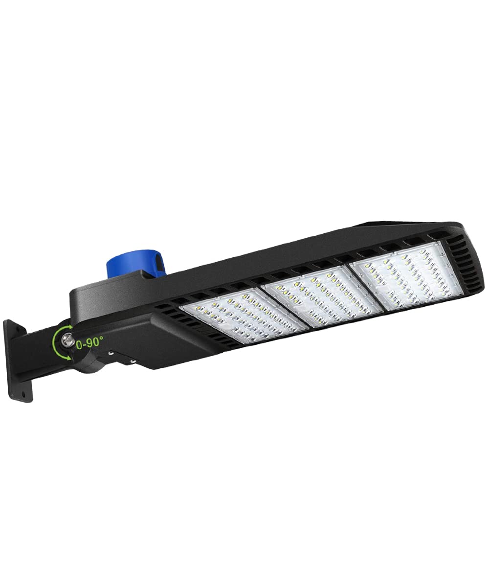 ledmo 300W LED Parking Lot Lights with Adjustable Arm Mount Dusk-to-Dawn Photocell Sensor Outdoor Commercial Area Lighting 36000LM 5000K IP65 LED Street Flood Security Light for Shop|Yard|Roadways