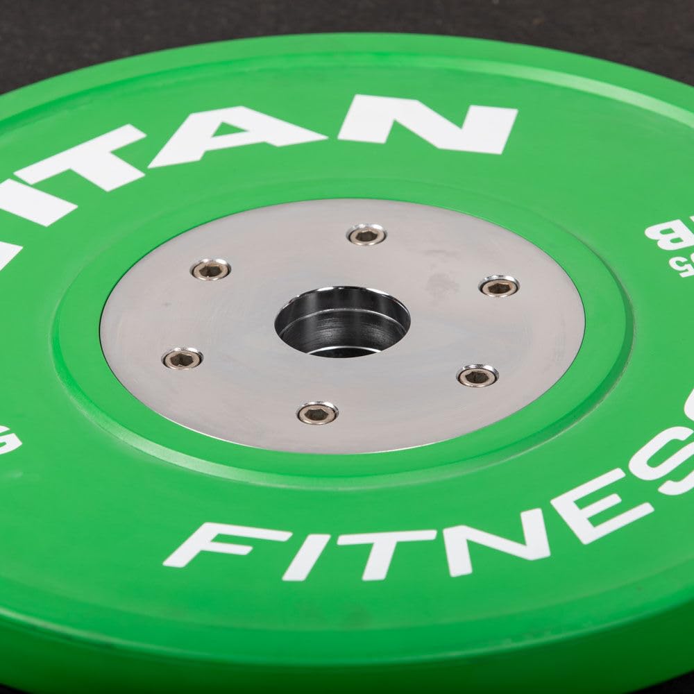 Titan Fitness Elite Olympic Bumper Plates, Competition Weight Plates, Rubber Rubber with Steel Insert (Green, 10 KG)
