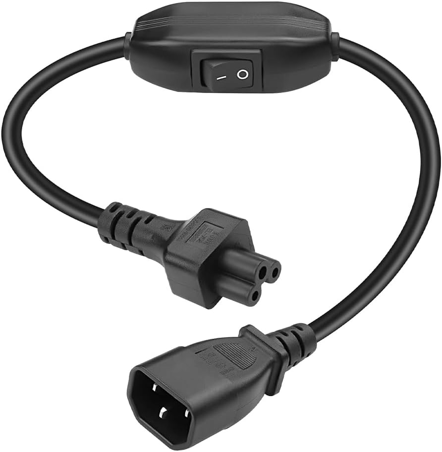 Strhowill 0.3m C14 C5 10A 250V 320 PDU(0.3M C14 C5 to Power Cable with On/Off Switch, IEC Cord for Laptop, Monitor