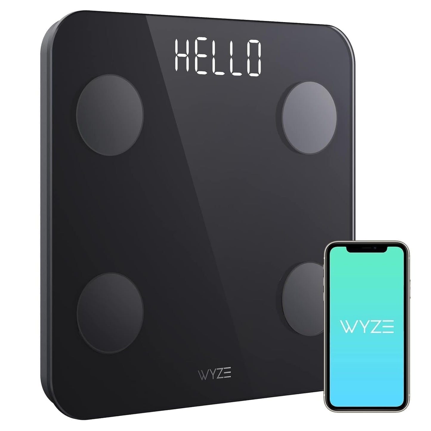 Wyze Scale S, Smart Scale for Body Weight, BMI, Body Fat, Muscle Mass, Digital Bathroom Scale with Bluetooth App Sync, Body Composition Analyzer, Batteries Included, 400lb