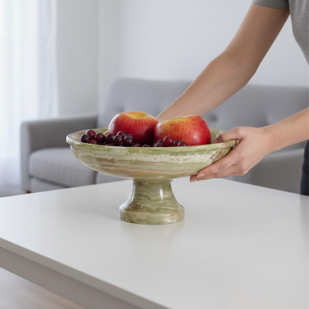 Radicaln Marble Fruit Bowl 10" Inches Green Handmade Key Bowl For Dining Table Centerpiece Décor, Ideal Candy Dish, Serving and Decorative Bowl, Modern Fruit Bowl For Kitchen Countertop