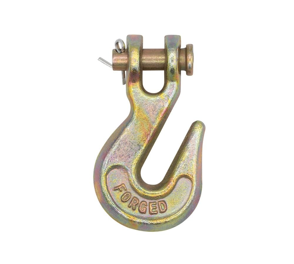 Mytee Products 10 Pack 1/4" Grade 70 Clevis Grab Hooks - 11660 lbs Breaking Strength Forged Steel - Chain Grab Hook for Truck Tractor Flatbed - Heavy Duty Grab Hooks for Lifting, Rigging, Forklift