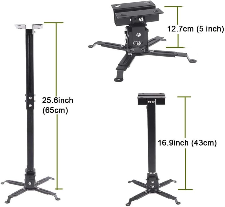 Yuarisx Projector Mount Wall Ceiling Bracket Adjustable Height and Tilt Extendable Arms DLP LCD Projection for Home
