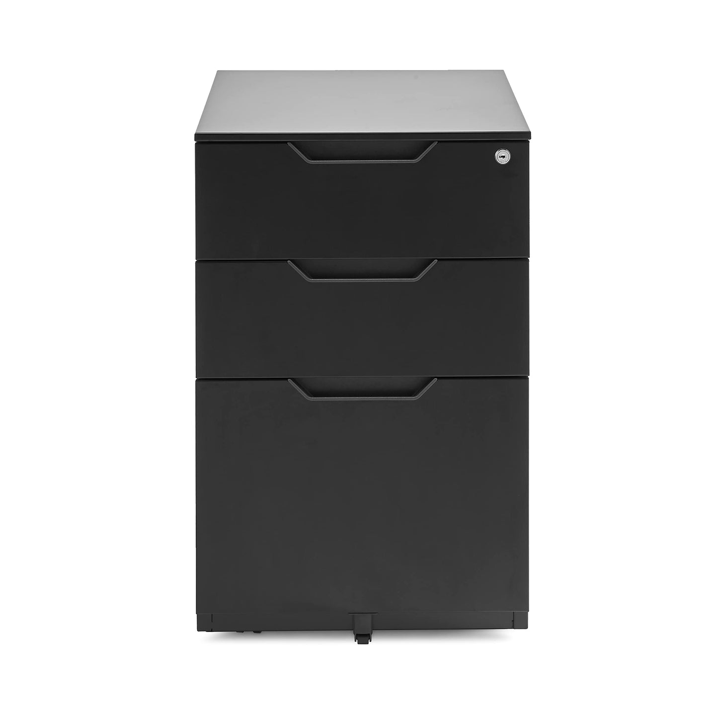 Amazon Basics 3-Drawer Mobile File Cabinet with Lock, Rolling Filing Cabinet for Hanging Files, Black, 20.71" D x 15.51" W x 24.29" H