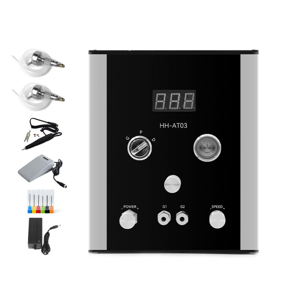 Katway Air-Free Pneumatic Engraving Machine - Dual-Head Pneumatic Impact Engraver for Jewelry and Metal Crafting, Jewelry Making Engraving Machines & Tools AT03 (Black)