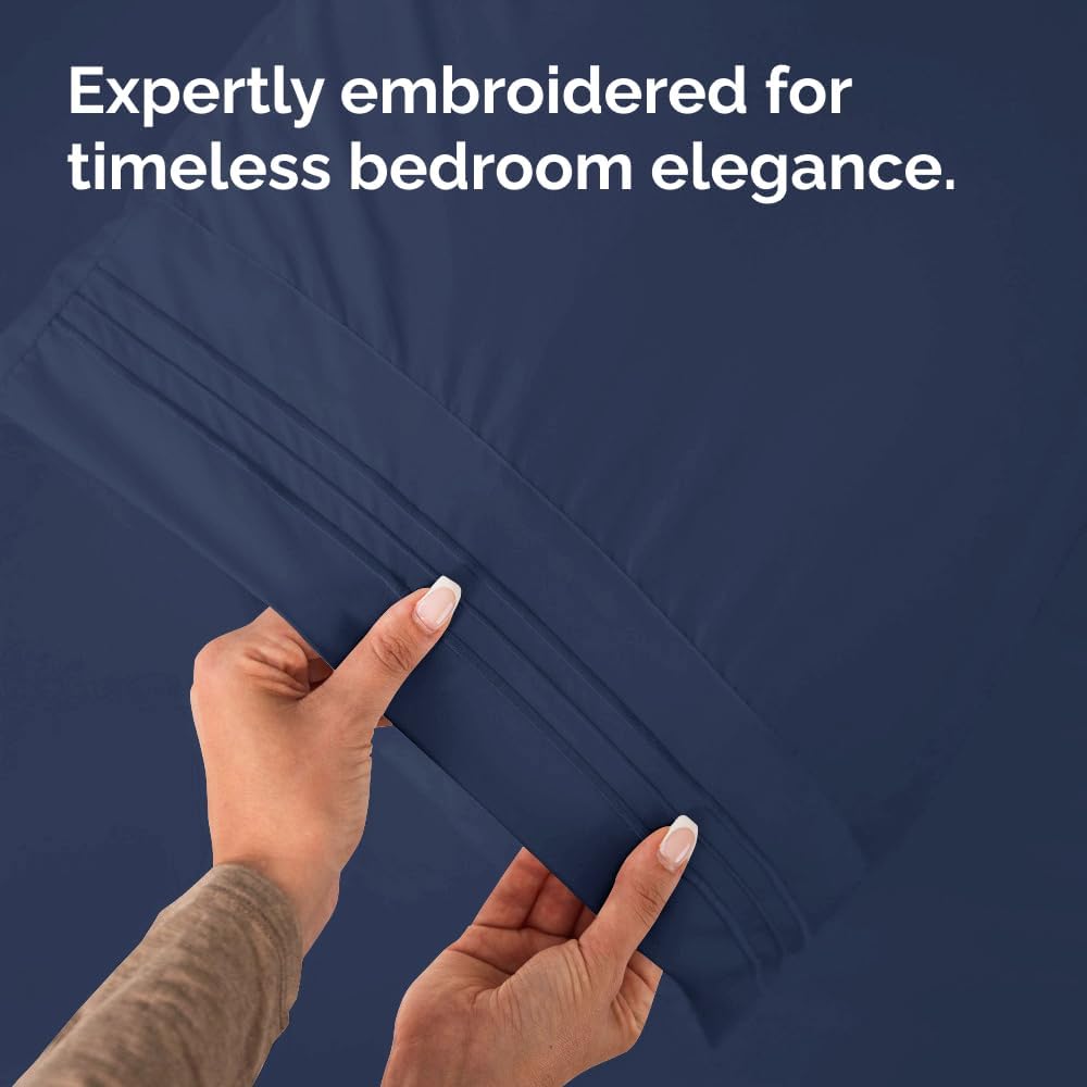 Queen Pillow Cases by [Brand Name] - Ultra Soft Hotel Quality Covers | Wrinkle-Free & Fade Resistant - Navy Blue, Set of 2