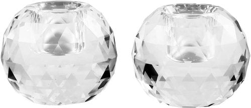 Crystal Ball Candle Holders by [Brand Name] - Elegant Taper Holder Set of 2 for Dining Table Decor | Clear