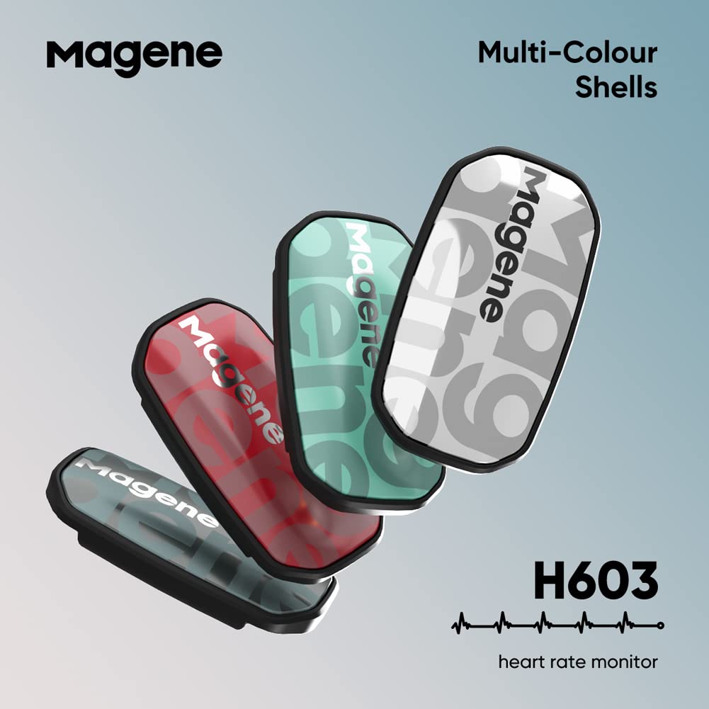 Magene H603 Chest Strap Heart Rate Monitor, ANT+ and Bluetooth Compatible with Fully Adjustable Strap, iPhone & Android Compatible