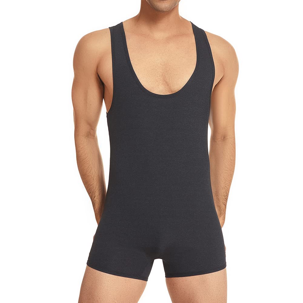 SPNSSTCR Men Bodysuits Slip Fitness Shapewear Underwear Athletic Supporters Wrestling Singlet Leotard
