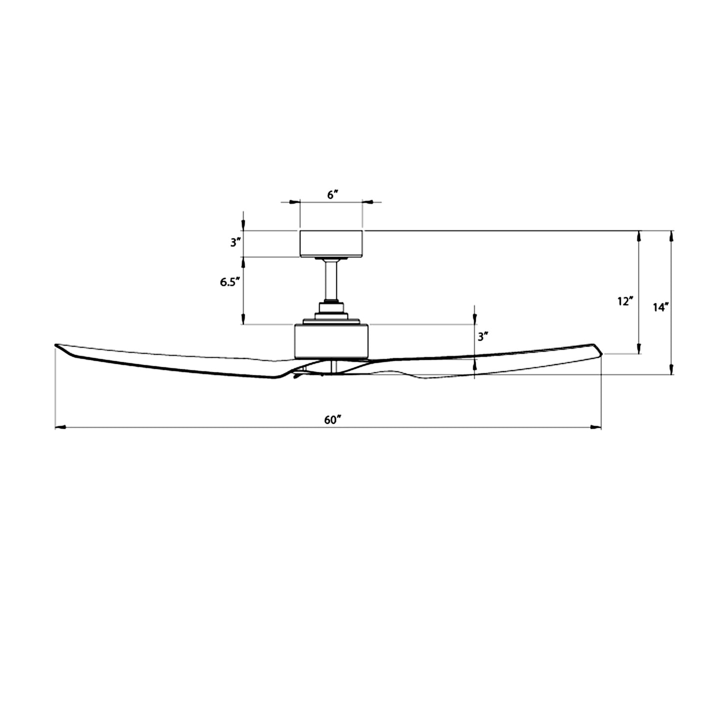WAC F-056-MW Stella 60" Outdoor Ceiling Fan with Remote Control, Matte White