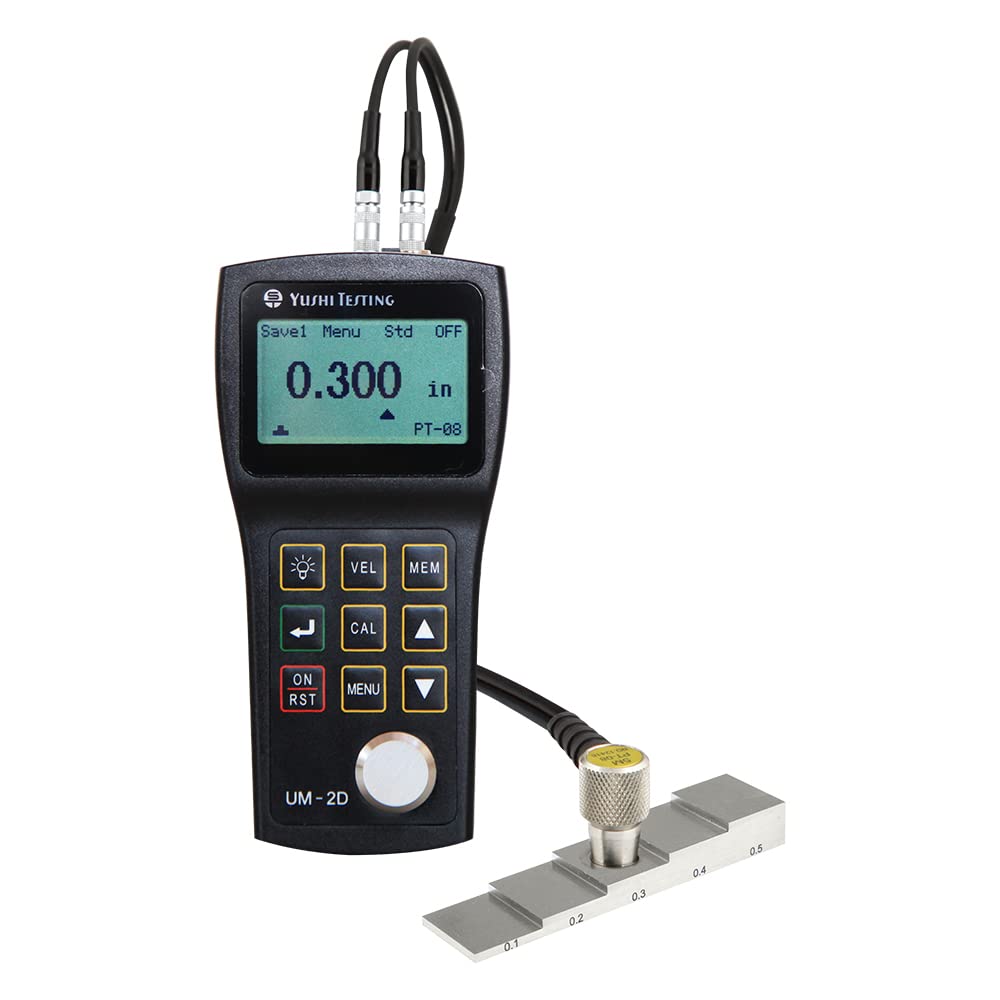 YUSHI UM2 Series UM-2D Handheld Portable Ultrasonic Thickness Gauge Tester Meter 0.03'' to 12'' w/PT-08 Probe, (echo-echo) Through Paint & Coatings,Interchangeable Probe/Transducer Option Available