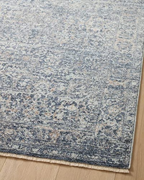 Loloi Angela Rose Blake Collection BLA-03 Denim/Taupe 2'-0" x 3'-0", .25" Pile Height, Fringe, Accent Rug