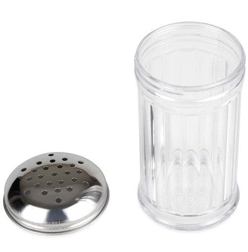 12 Oz Parmesan Cheese Shaker/salt and pepper shakers with Stainless Steel Lid, Clear Plastic seasoning shaker, sugar/spice dispenser, large salt and pepper shakers (360 ml) by GEEX DEPOT (2, 12 Oz)