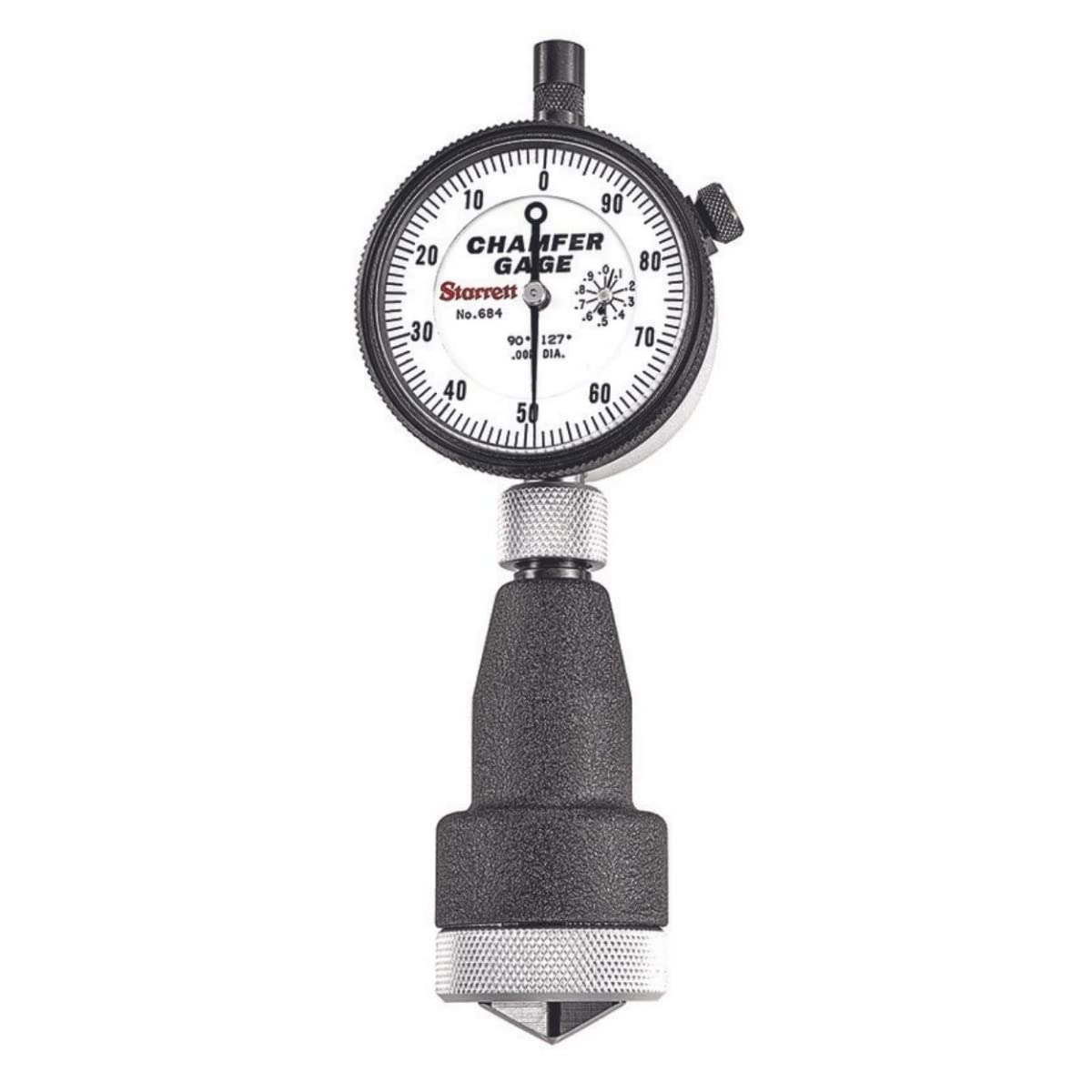 Starrett Inch Reading Dial Indicator Internal Chamfer Gage - for 90-127 Degrees Angles - 0-1" Range, Deluxe Padded Case - 684-3Z