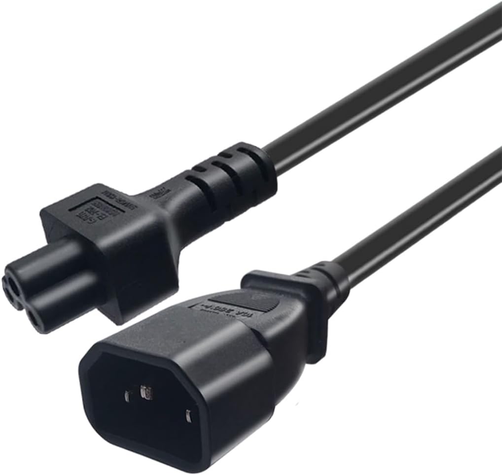 TEWOXIN 0.6M C14 C5 (10A 250V) (0.6M C14 C5 IEC to Power Cord with On/Off Switch for Laptop Power Supply, Projector