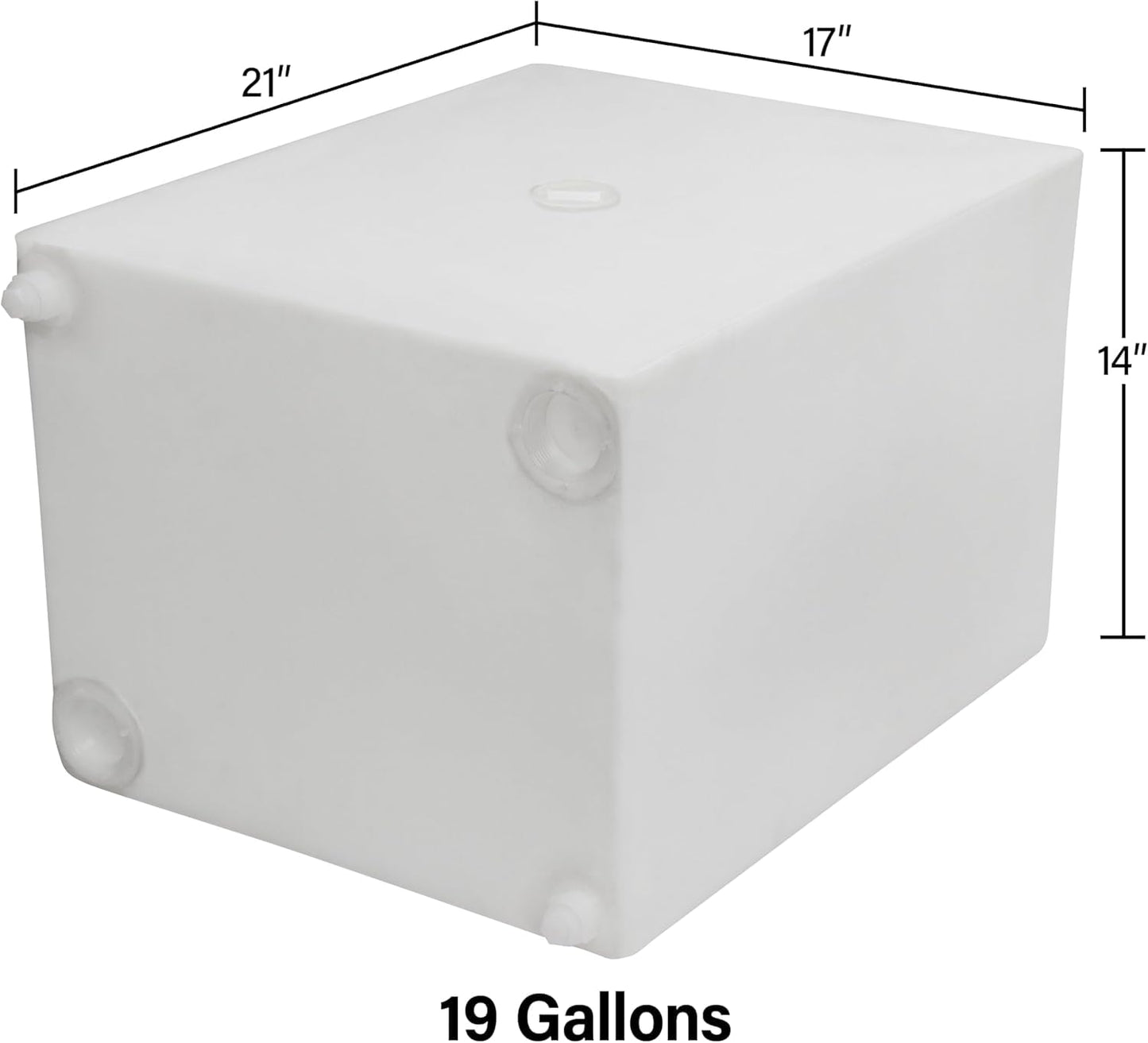 Ameri-Kart 20 Gallon RV Fresh Water Tank, Potable Water Storage Tank for Drinking, Cooking, Cleaning, Showering, for Campers, Trailers, Motorhomes, RVs, Cube Shape, 21" x 17" x 14" (WT-5546)