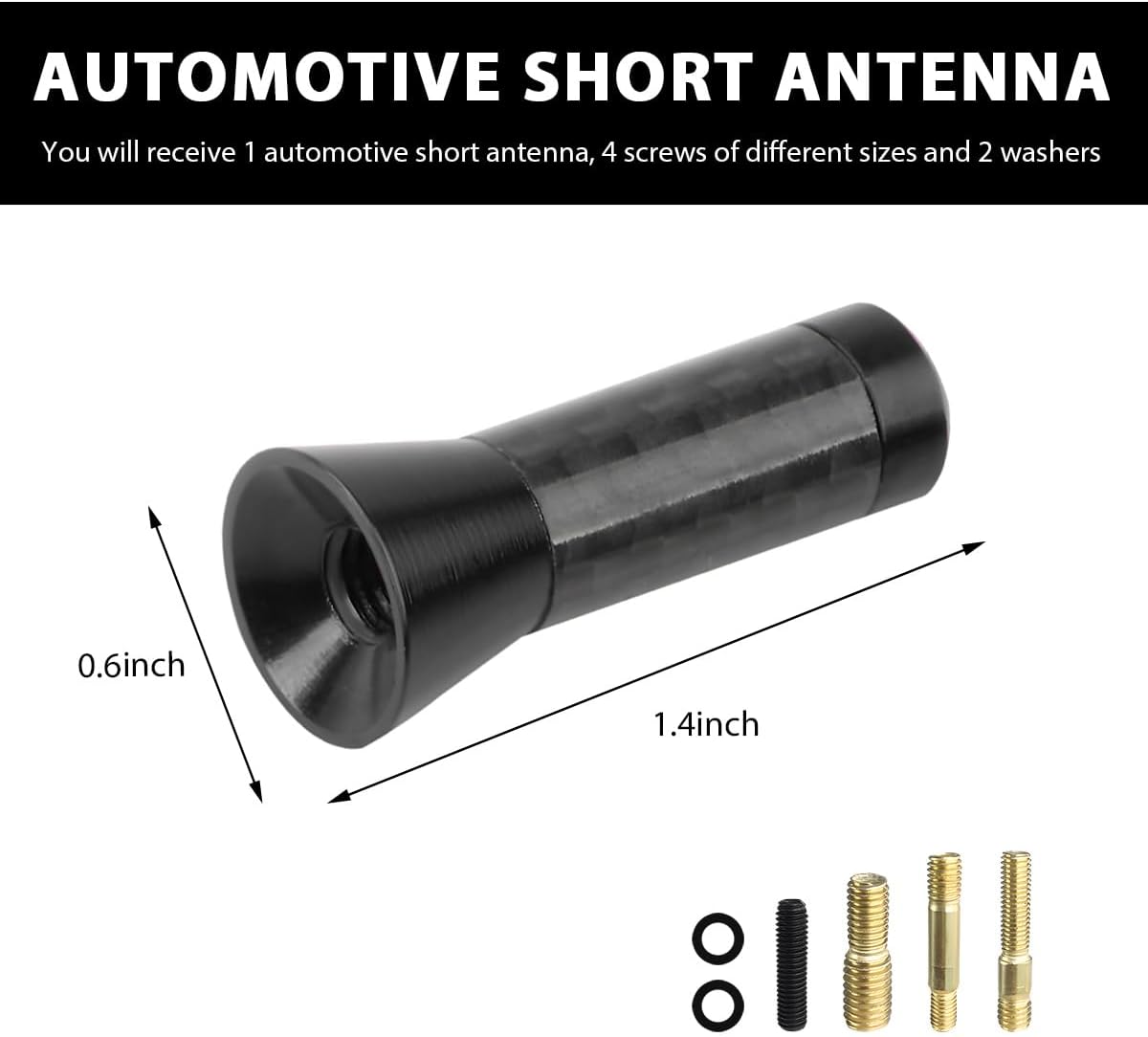 YTFRL 1.37 Inch 1.37 inches) Car Short Antenna, Stubby Aluminum Alloy Radio Antenna Replacement with Screws Rubber