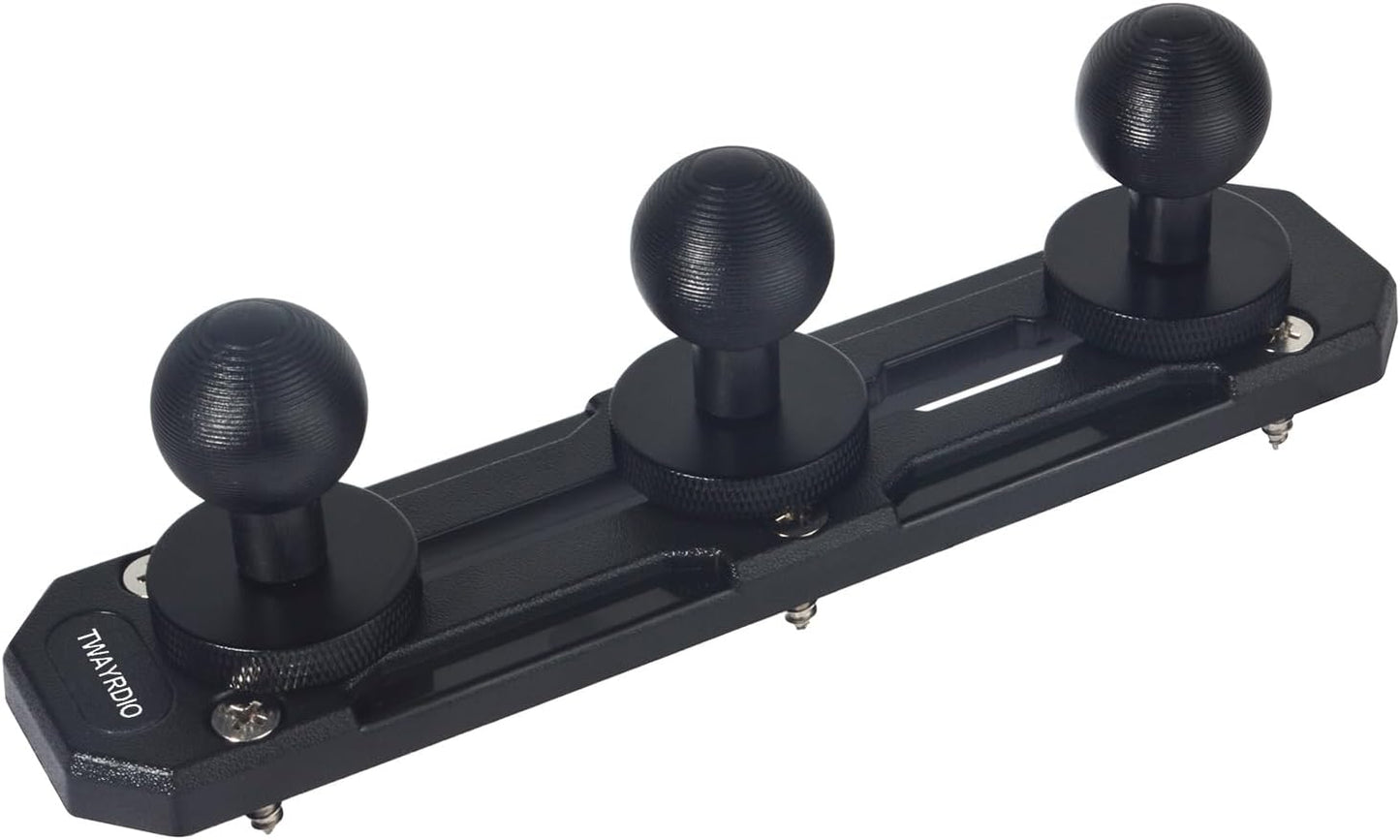 TWAYRDIO 3pcs 1" Dash Track Mount with Track Ball Compatible with RAM Mounts Double Socket Arm for Phones, Small