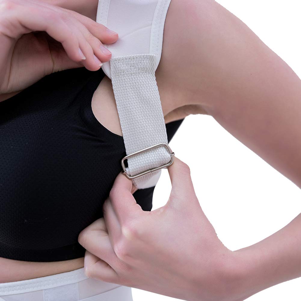 Thoracic Back Brace Posture Corrector- Magnetic Lumbar Back Support Belt-Back Pain Relief, Improve Thoracic Kyphosis, for Lower and Upper Back Pain Men & Women (White, Medium)