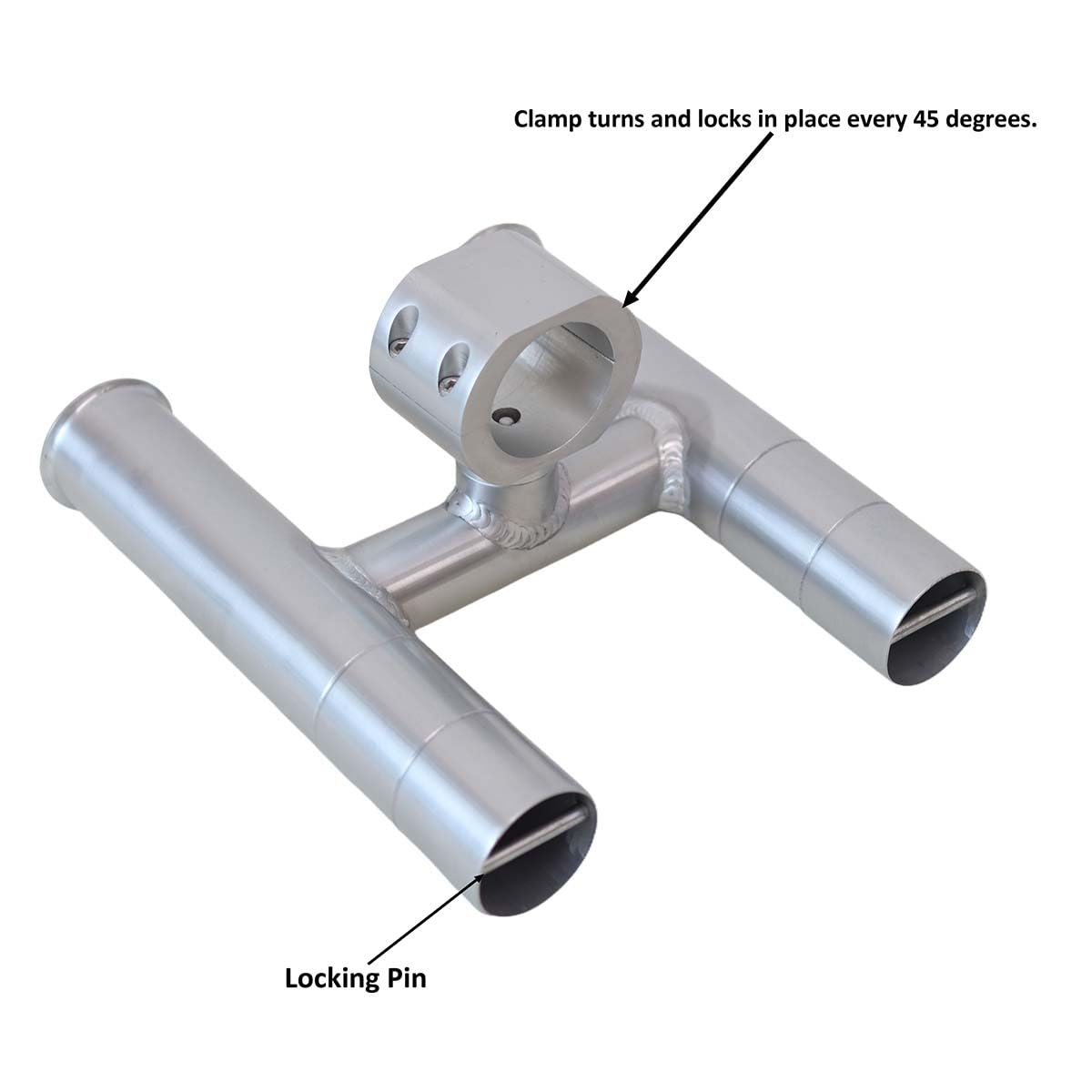 T-Top fishing Rod Holder Twin Aluminum clamp-on fit 1-1/2",1-7/8",2" inch horizontal or vertical fishing tower/leaning post/rail white black anodized (Silver Anodized)