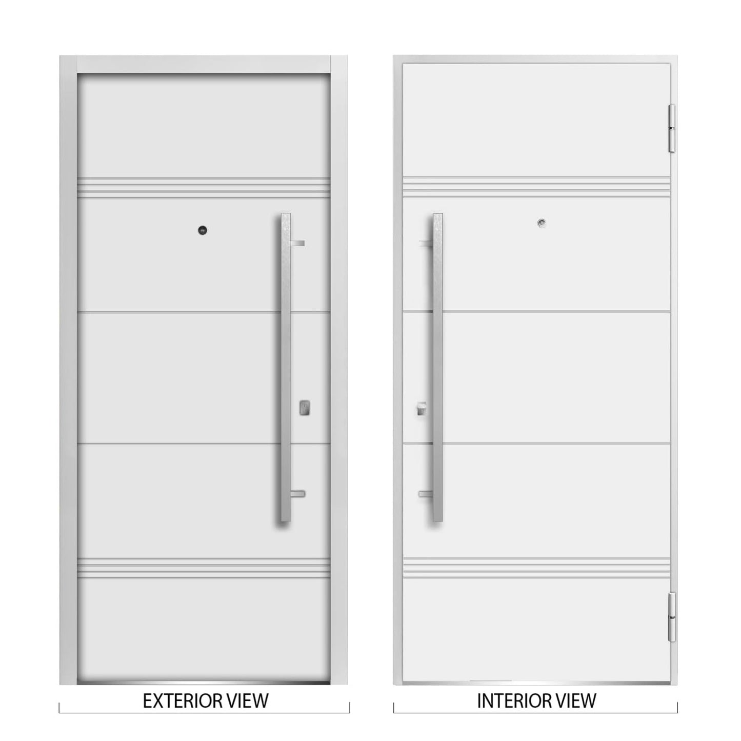 VDOMDOORS Deux 1705 | White Enamel | Exterior Steel Single Front Door | Right-Hand inswing | Size: 36" x 80" | Prehung