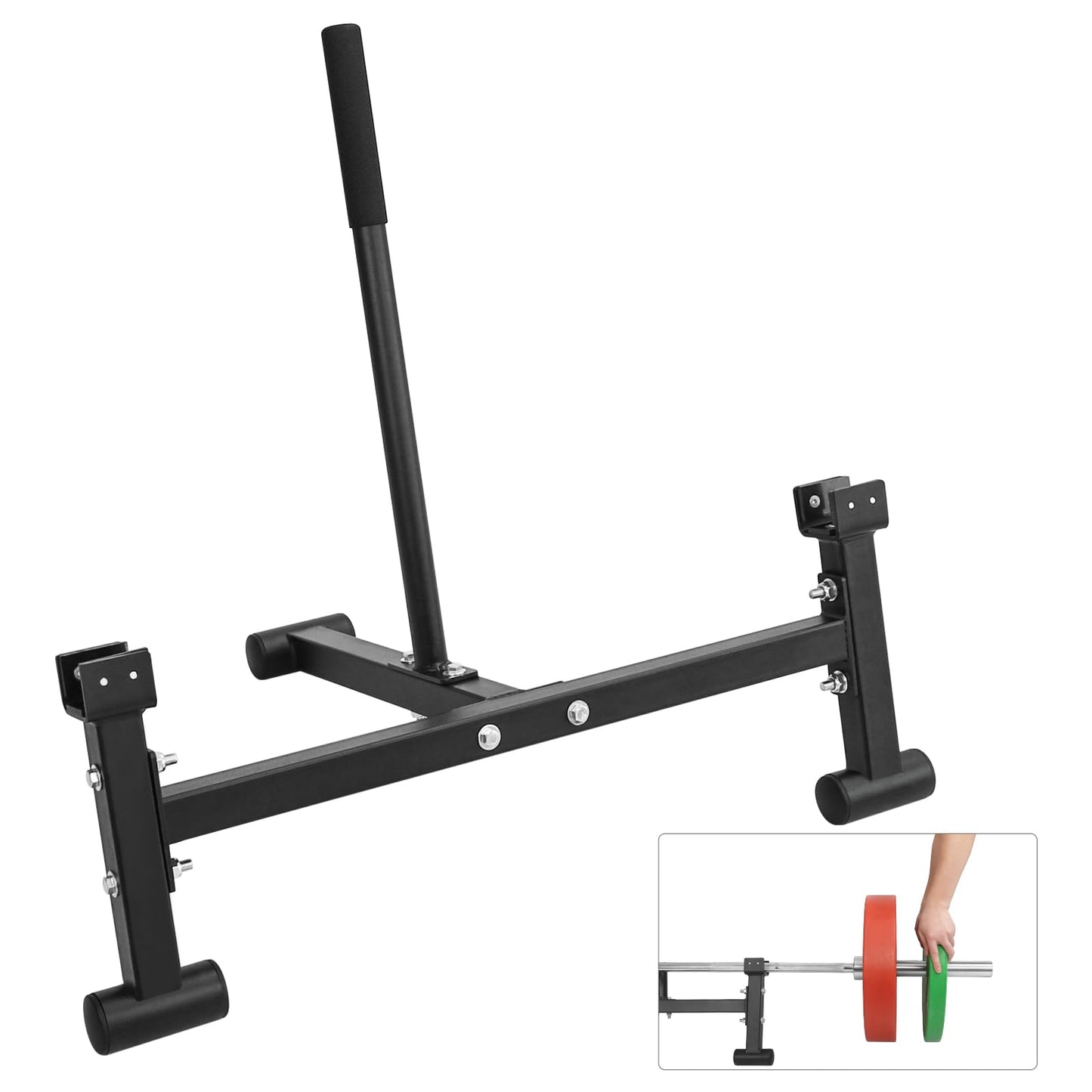 Heavy Duty Deadlift Barbell Jack: Weight Lifting Olympic Barbell Changing Weight Plates Stand - Powerlift Plates Changer Platform - Elevated Lift for Easy Loading & Unloading Weights