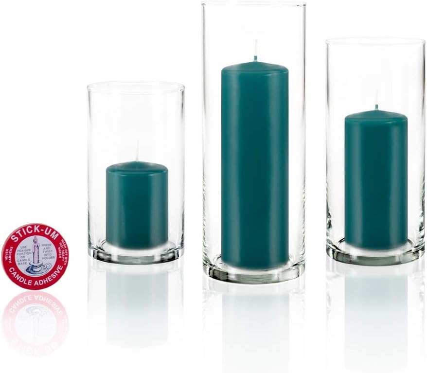 yummi Set of 12 Slim Pillars and Cylinder Vases - Turquoise