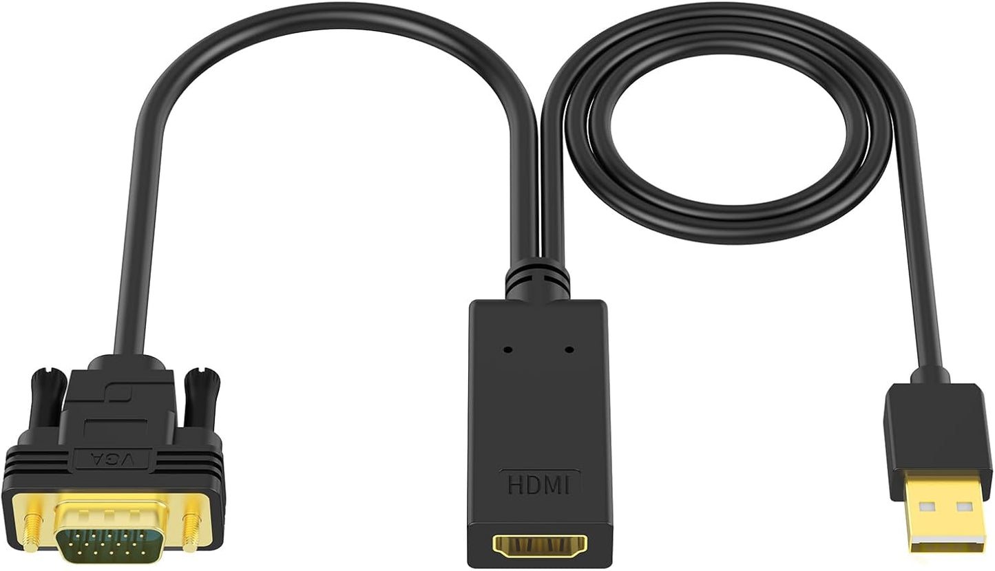 SWITCHFLUX 1080P@60Hz VGA to HDMI Adapter, Uni-Directional VGA (Source) to HDMI (Display) Converter (Male to Female)