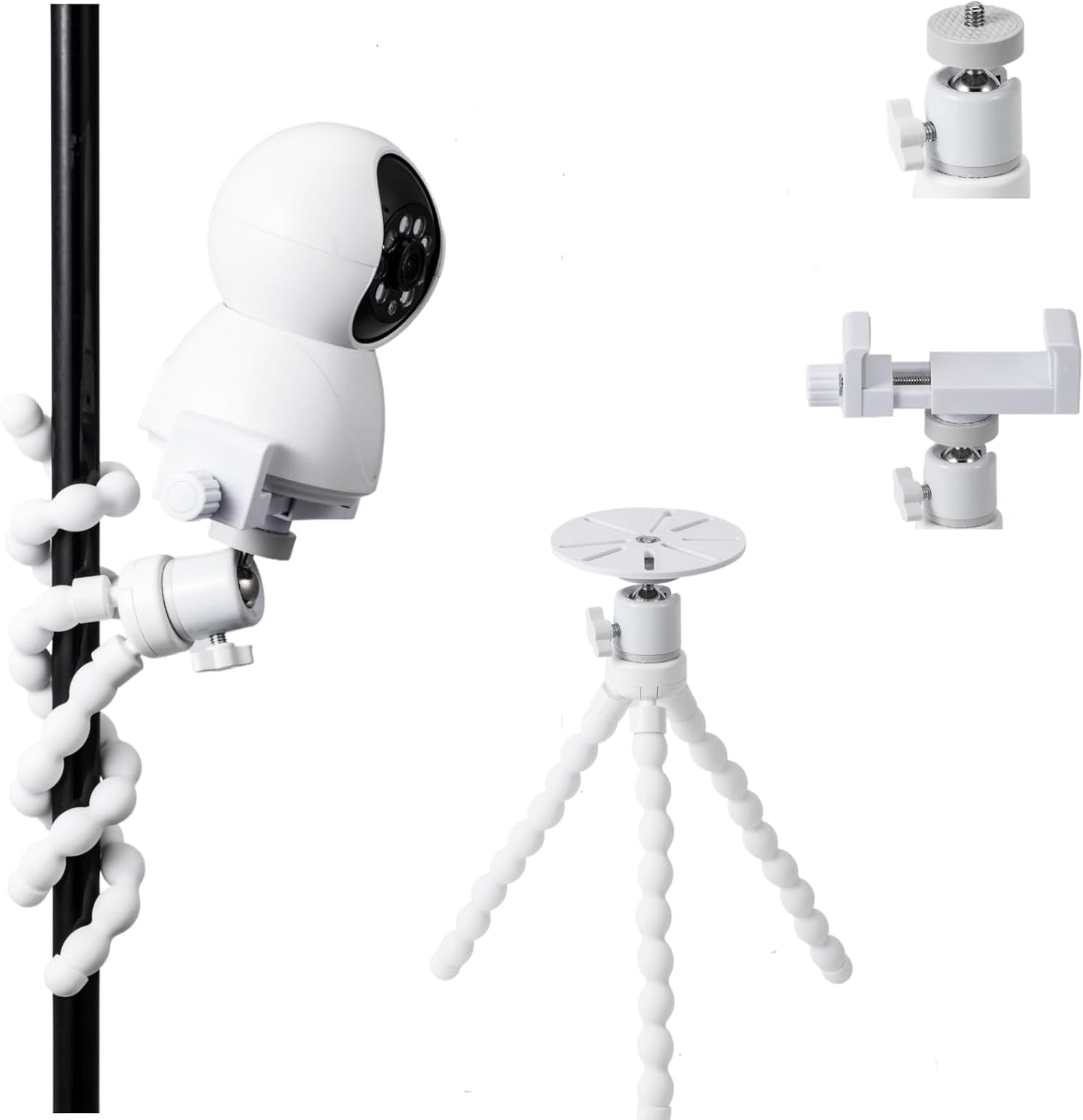 LamYHeng 2Pack Mount,360 1/4" No Drill Security Cameras Degree Rotating Swivel Mini Ball Head Mount ,Flexibl Wall Pole
