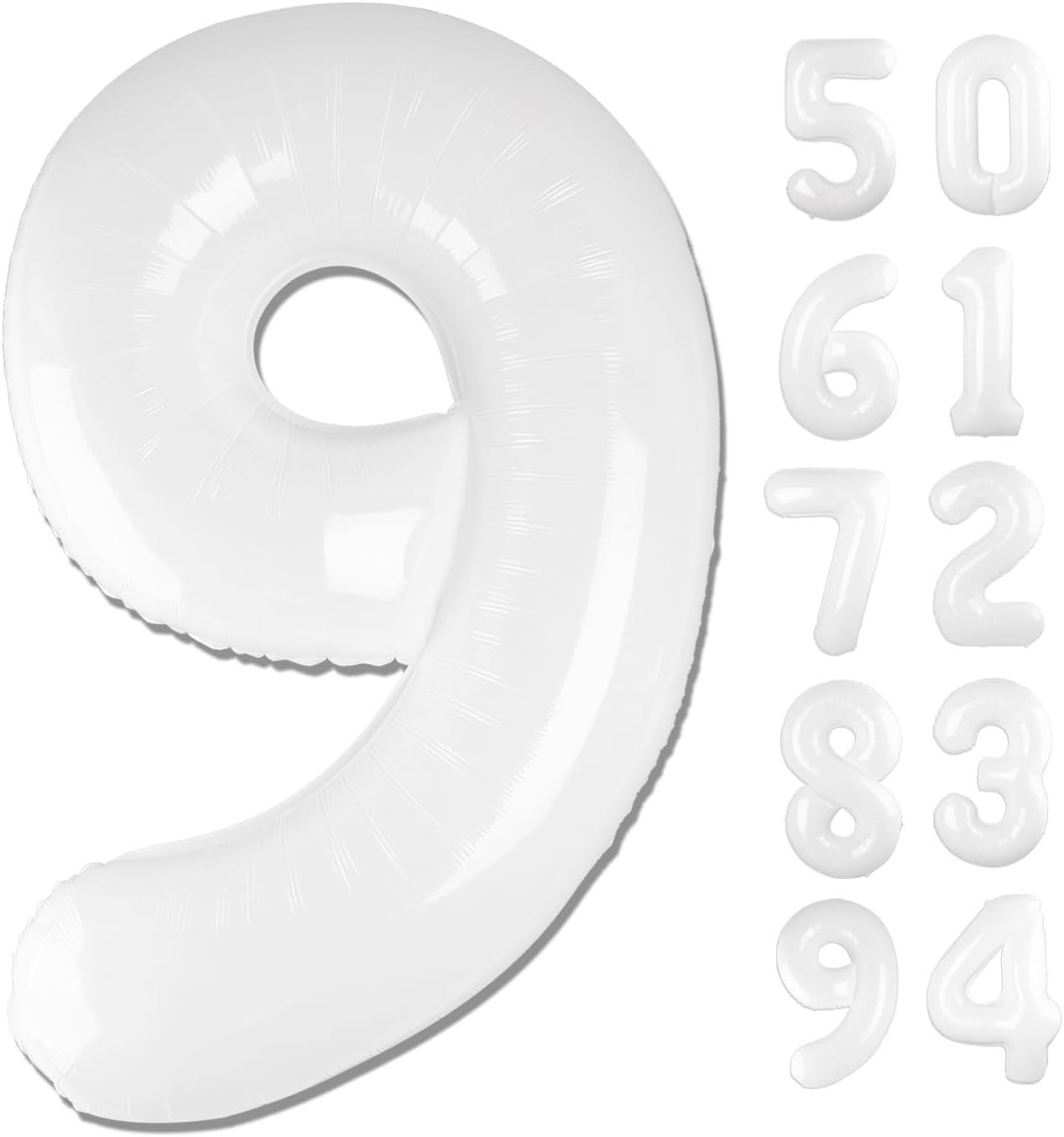 Translucent Number 9 Balloon - 40 Inch White Giant Birthday Decoration for Boys & Girls