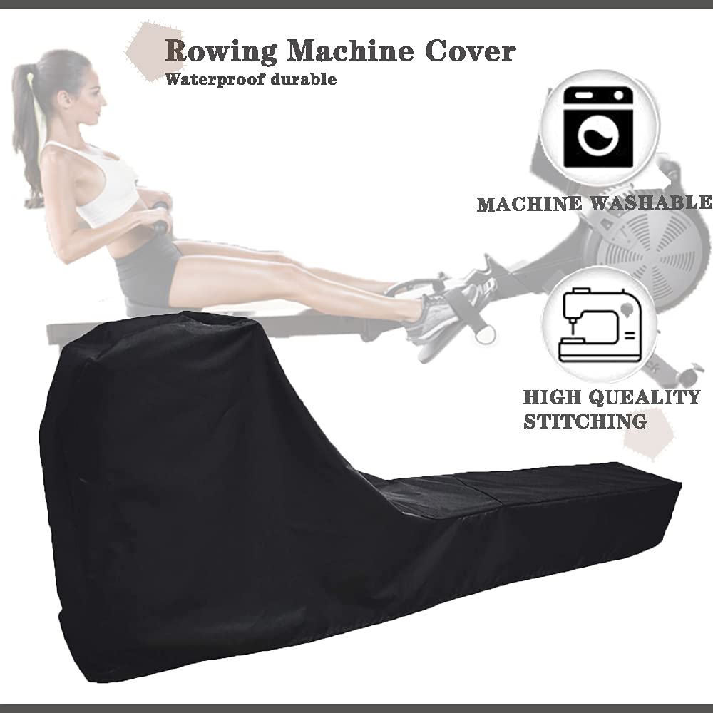 J&C Rowing Machine Cover, 420D Heavy Duty Fitness Equipment Protective Cover, Dust Cover fot Folding Water Rowing Machine 300lb Weight Capacity Concept 2 Rowing Machine Waterproof 95x24x40inch (Black)