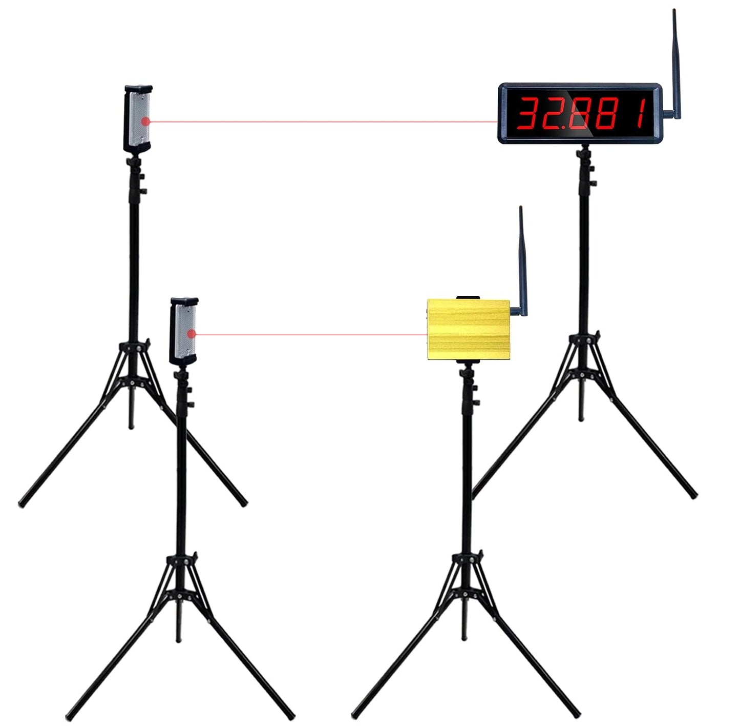 Ousmile Wireless Laser Timer for Sprints, Stopwatch for Track 40 60 Yard Dash, Laser Sprint Timer System, Race Clock for Running/Track Field/Speed Tranning(High Stand)