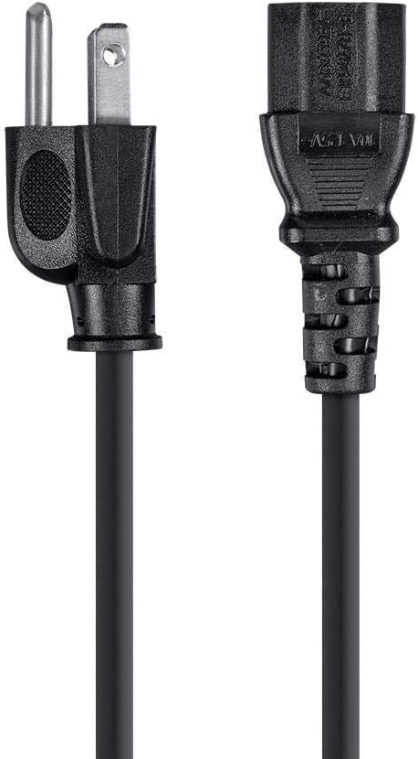Monoprice 5-15P 60320 C13, 18AWG, 10A/1250W, 125V, 3-Prong, 2ft, Power Cord - NEMA to IEC Black