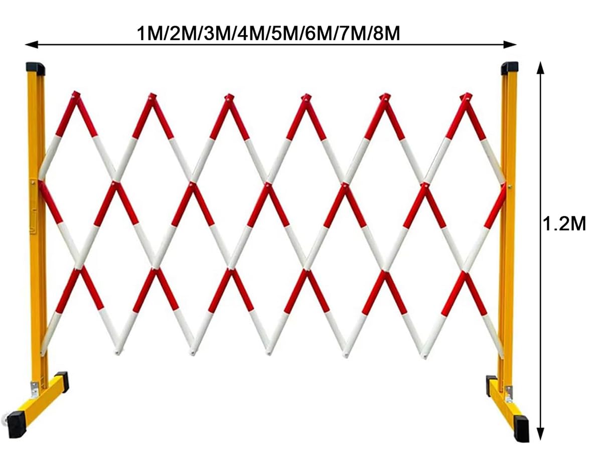 CORGLI Metal Expandable Barricade Fence, Traffic Barricade with Casters, Retractable Security Driveway Gate, Outdoor Barricade Fence for Construction Area, Traffic Control, Garage,1.2mx3m