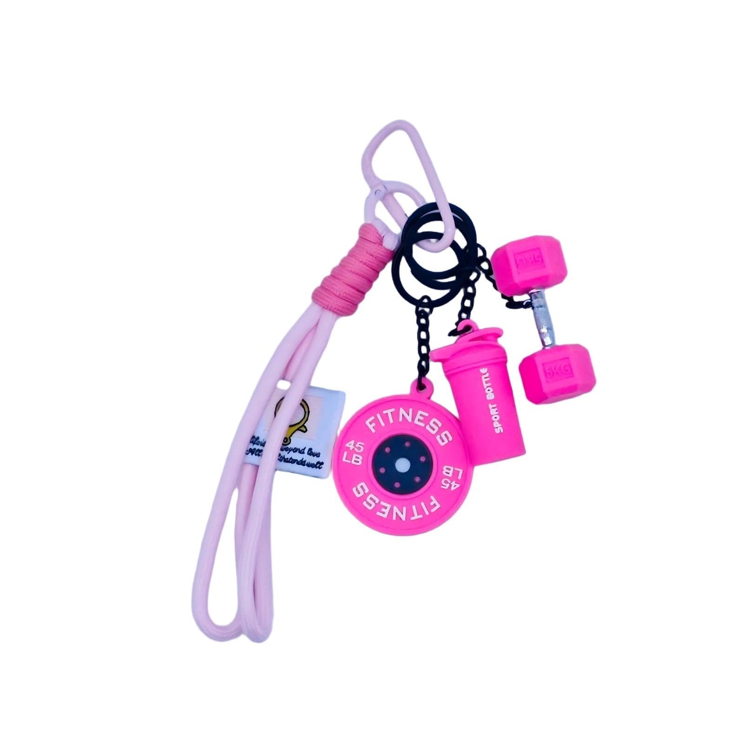 Bandfol Silicone Dumbbell Keychain Bag Purse Charms Fitness Gift for Gym Lover, Gym Accessories for Women & Man (Pink)