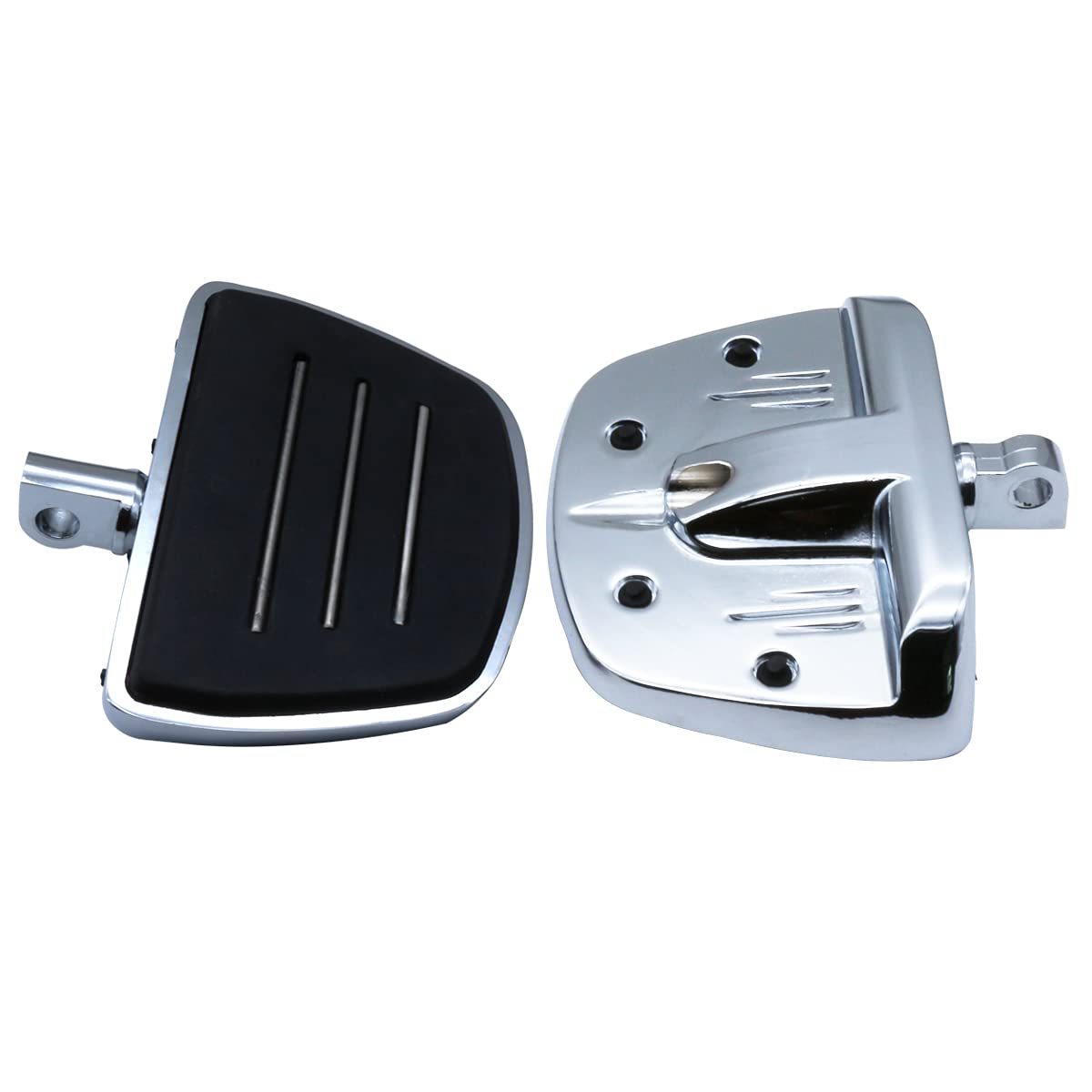 Motorcycle Mini Board Floorboards Footpegs Pedals Footrests Highway Pegs with Male Mount Adapters & Anti-Slip Rubber Universal for Harley Davidson Dyna Touring Dyna Suzuki Yamaha Triumph (Chrome)